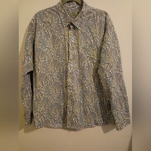 Alan Flusser Blue and Gray Paisley Casual Button Down Shirt